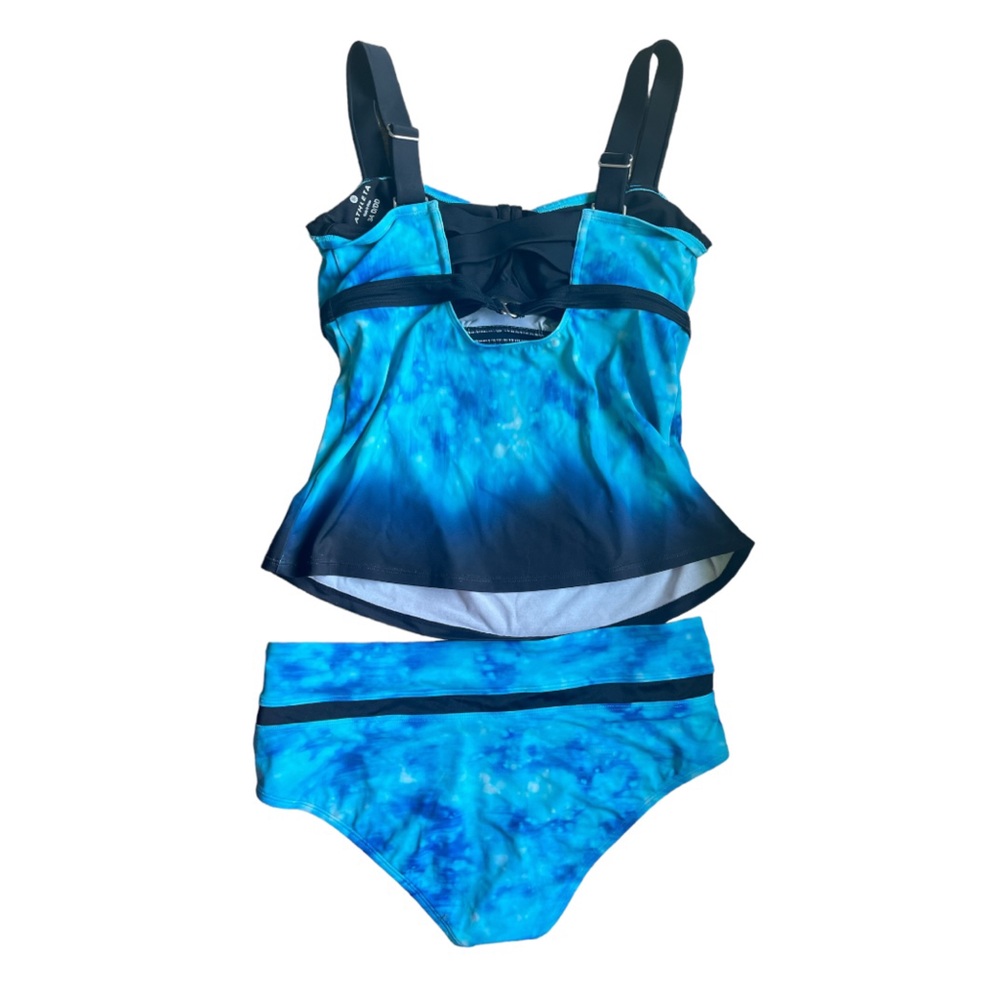 Athleta Blue Bali Pura tie dye blue tankini top &‎ Bali Dolphin Swim Bottoms SET - Picture 15 of 16